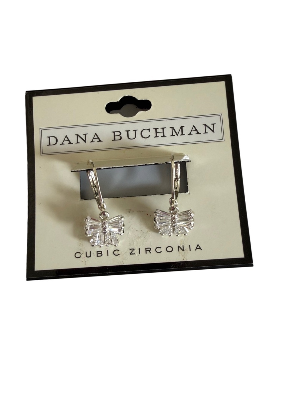 Dana Buchman Silver Cubic Zirconia Bow Drop Earrings